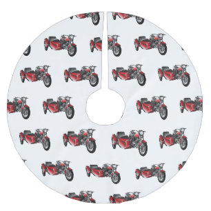 Sidecar motorcycle cartoon illustration  brushed polyester tree skirt