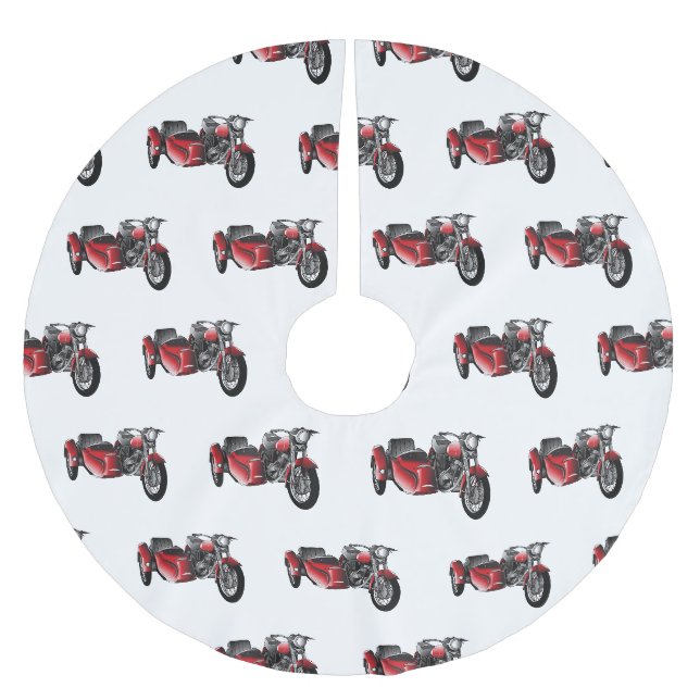 Sidecar motorcycle cartoon illustration  brushed polyester tree skirt (Front)