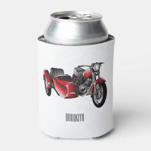 Sidecar motorcycle cartoon illustration  can cooler