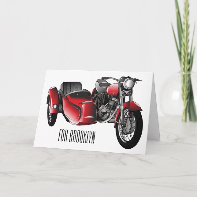Sidecar motorcycle cartoon illustration  card (Front)