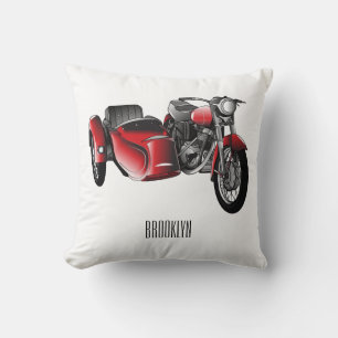 Sidecar motorcycle cartoon illustration cushion