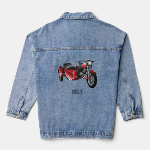 Sidecar motorcycle cartoon illustration denim jacket