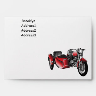 Sidecar motorcycle cartoon illustration  envelope
