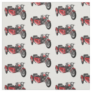 Sidecar motorcycle cartoon illustration  fabric