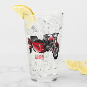 Sidecar motorcycle cartoon illustration glass