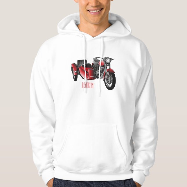 Sidecar motorcycle cartoon illustration  hoodie (Front)