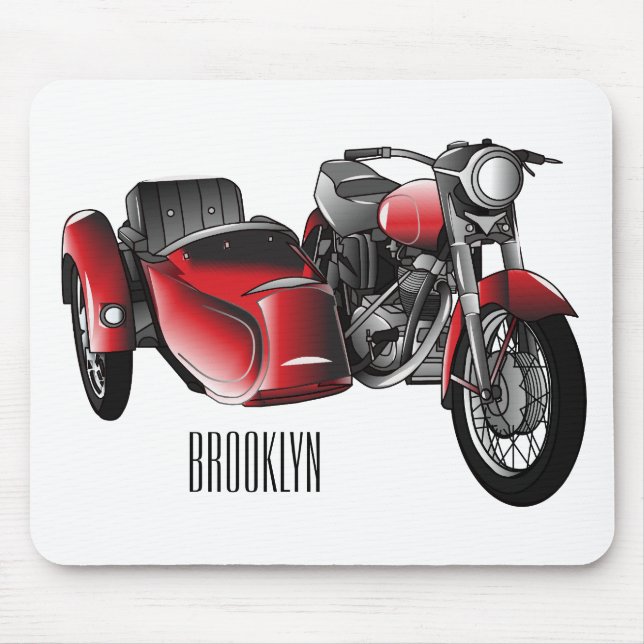 Sidecar motorcycle cartoon illustration  mouse pad (Front)