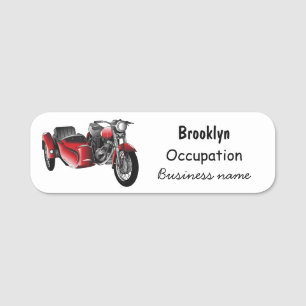 Sidecar motorcycle cartoon illustration name tag