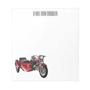 Sidecar motorcycle cartoon illustration  notepad