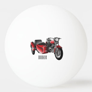 Sidecar motorcycle cartoon illustration ping pong ball