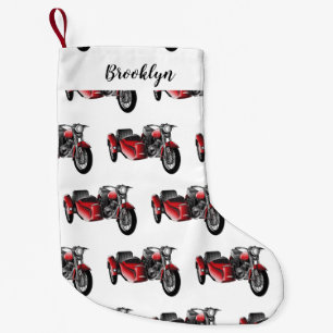 Sidecar motorcycle cartoon illustration  small christmas stocking