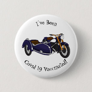 Sidecar purple motorcycle illustration 6 cm round badge