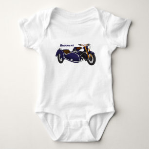 Sidecar purple motorcycle illustration baby bodysuit