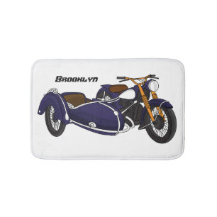 Sidecar purple motorcycle illustration bath mat