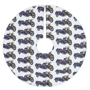 Sidecar purple motorcycle illustration brushed polyester tree skirt