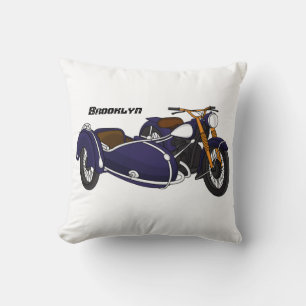 Sidecar purple motorcycle illustration cushion
