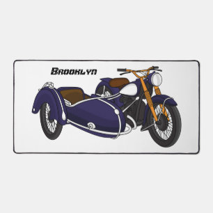 Sidecar purple motorcycle illustration desk mat