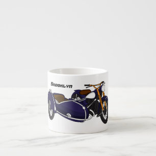 Sidecar purple motorcycle illustration  espresso cup