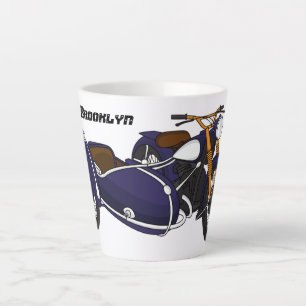Sidecar purple motorcycle illustration latte mug