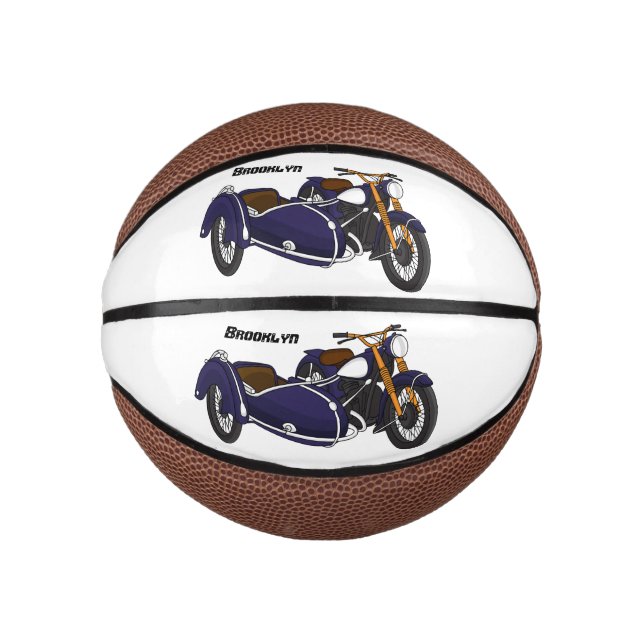 Sidecar purple motorcycle illustration mini basketball (Front)