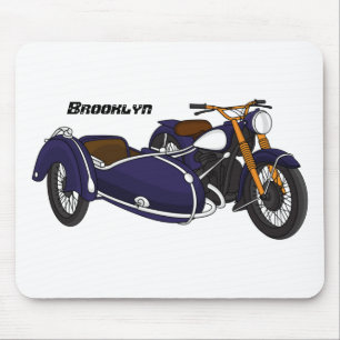Sidecar purple motorcycle illustration mouse pad