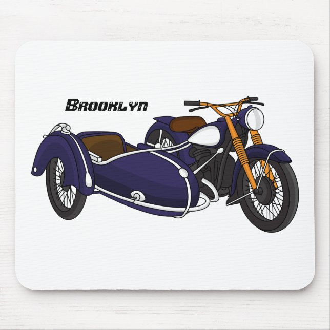 Sidecar purple motorcycle illustration mouse pad (Front)