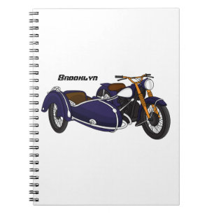 Sidecar purple motorcycle illustration notebook