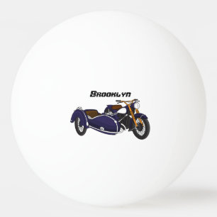 Sidecar purple motorcycle illustration ping pong ball