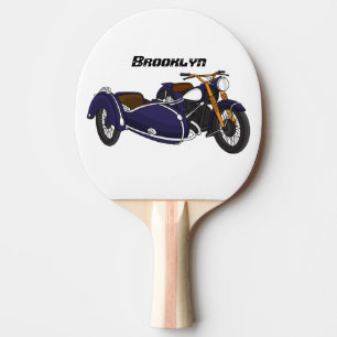 Sidecar purple motorcycle illustration ping pong paddle