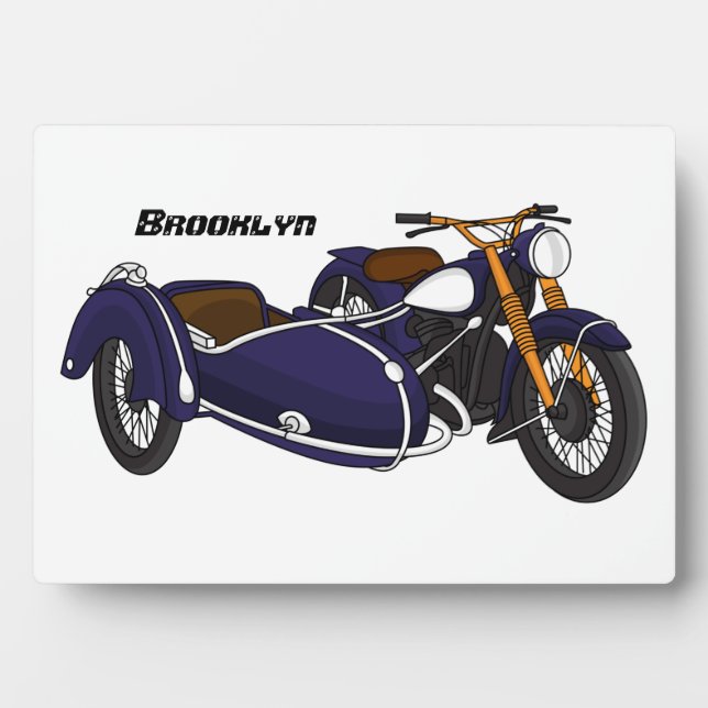 Sidecar purple motorcycle illustration plaque (Front)
