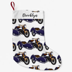 Sidecar purple motorcycle illustration small christmas stocking