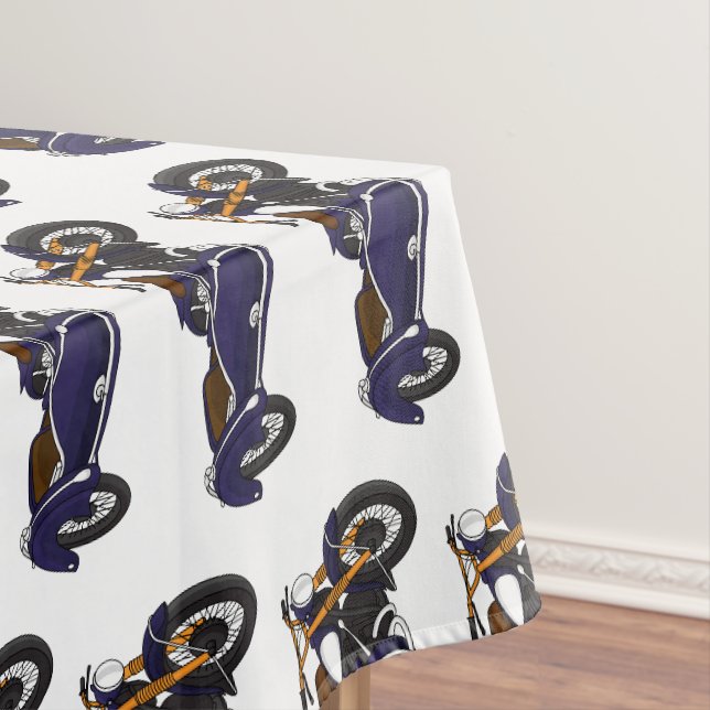 Sidecar purple motorcycle illustration tablecloth (In Situ)