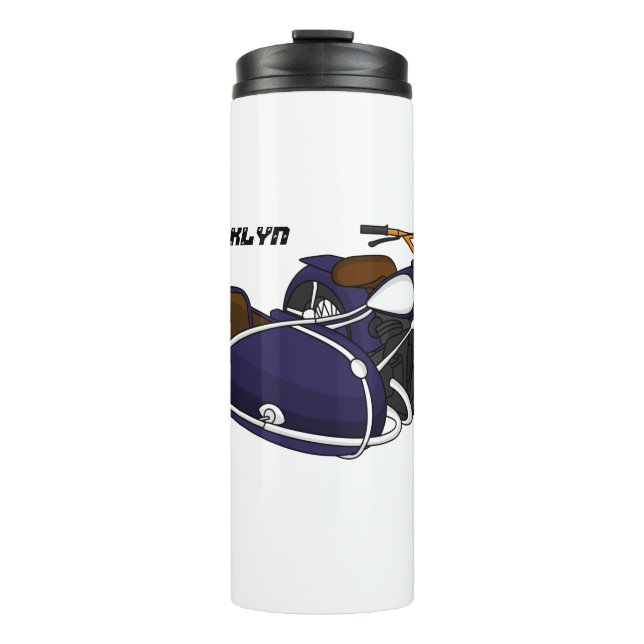 Sidecar purple motorcycle illustration thermal tumbler (Front)