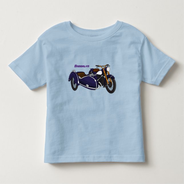 Sidecar purple motorcycle illustration toddler T-Shirt (Front)