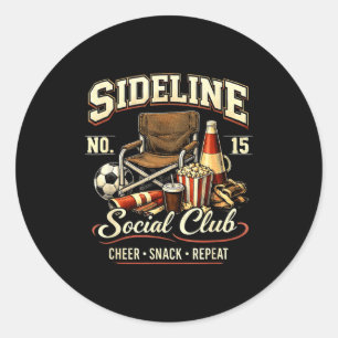Sideline Social Club Cheer Snack Repeat Soccer Mom Classic Round Sticker