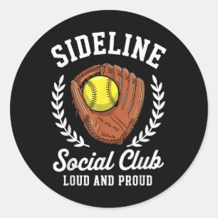 Sideline Social Club Softball Glove Ball Proud Mum Classic Round Sticker
