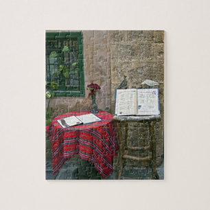 Sidewalk cafe, Chania, Crete, Greece Jigsaw Puzzle