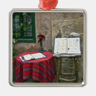 Sidewalk cafe, Chania, Crete, Greece Metal Ornament