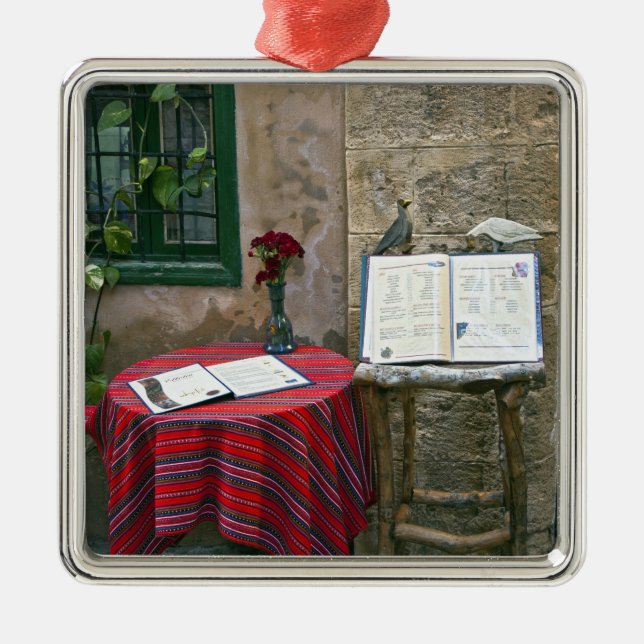 Sidewalk cafe, Chania, Crete, Greece Metal Ornament (Front)