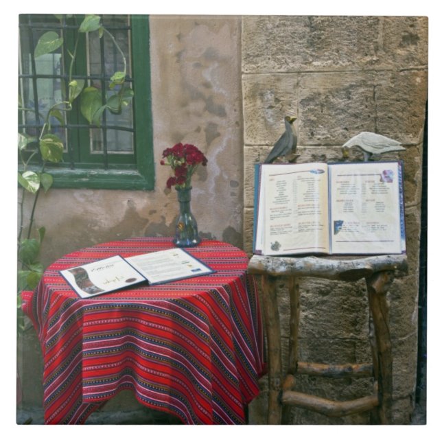 Sidewalk cafe, Chania, Crete, Greece Tile (Front)