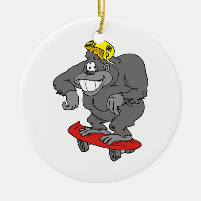 sidewalk surfin gorilla ceramic tree decoration (Front)