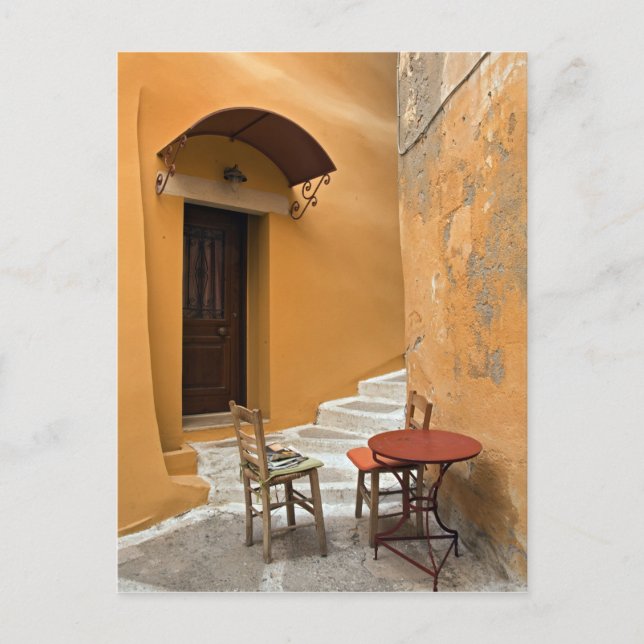 Sidewalk table setting, Chania, Crete, Greece Postcard (Front)