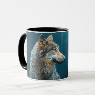 Sideways portrait of a Grey wolf Mug