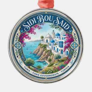 Sidi Bou Said Cliff Tunisia Metal Ornament