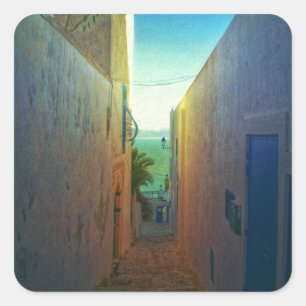Sidi Bou Said Laneway Square Sticker
