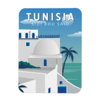 Sidi Bou Said Tunisia Retro Travel Art Vintage