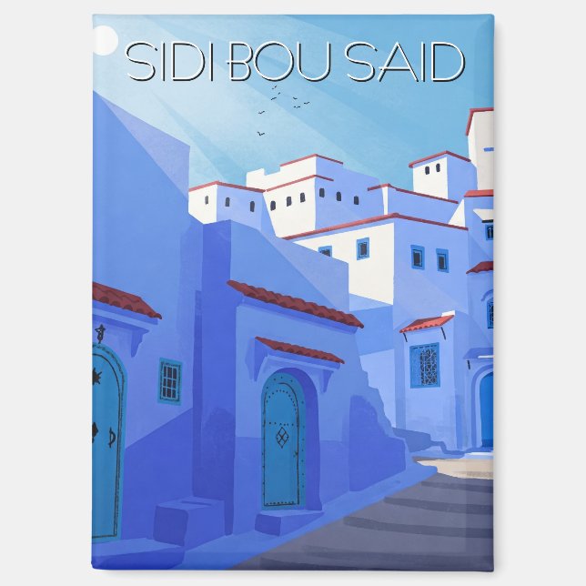Sidi Bou Said Tunisia Travel Abstract Magnet (Front)