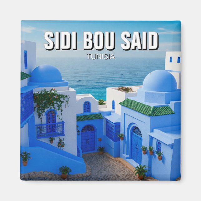 Sidi Bou Said Tunisia Travel Magnet (Front)