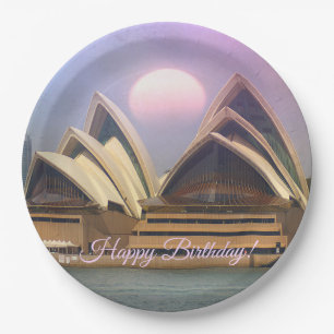 Sidney Australia Opera House Birthday Paper Plate