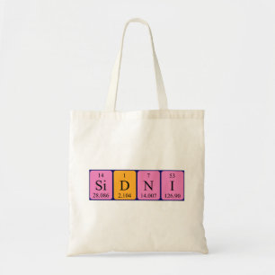 Sidni periodic table name tote bag